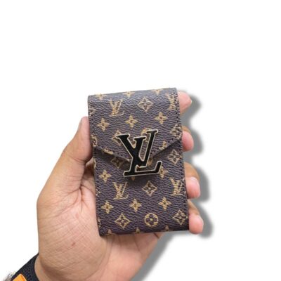 Texture premium wallet - Lv vertical brown