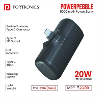Portronics powerpebble 20w powerbank 5000mah
