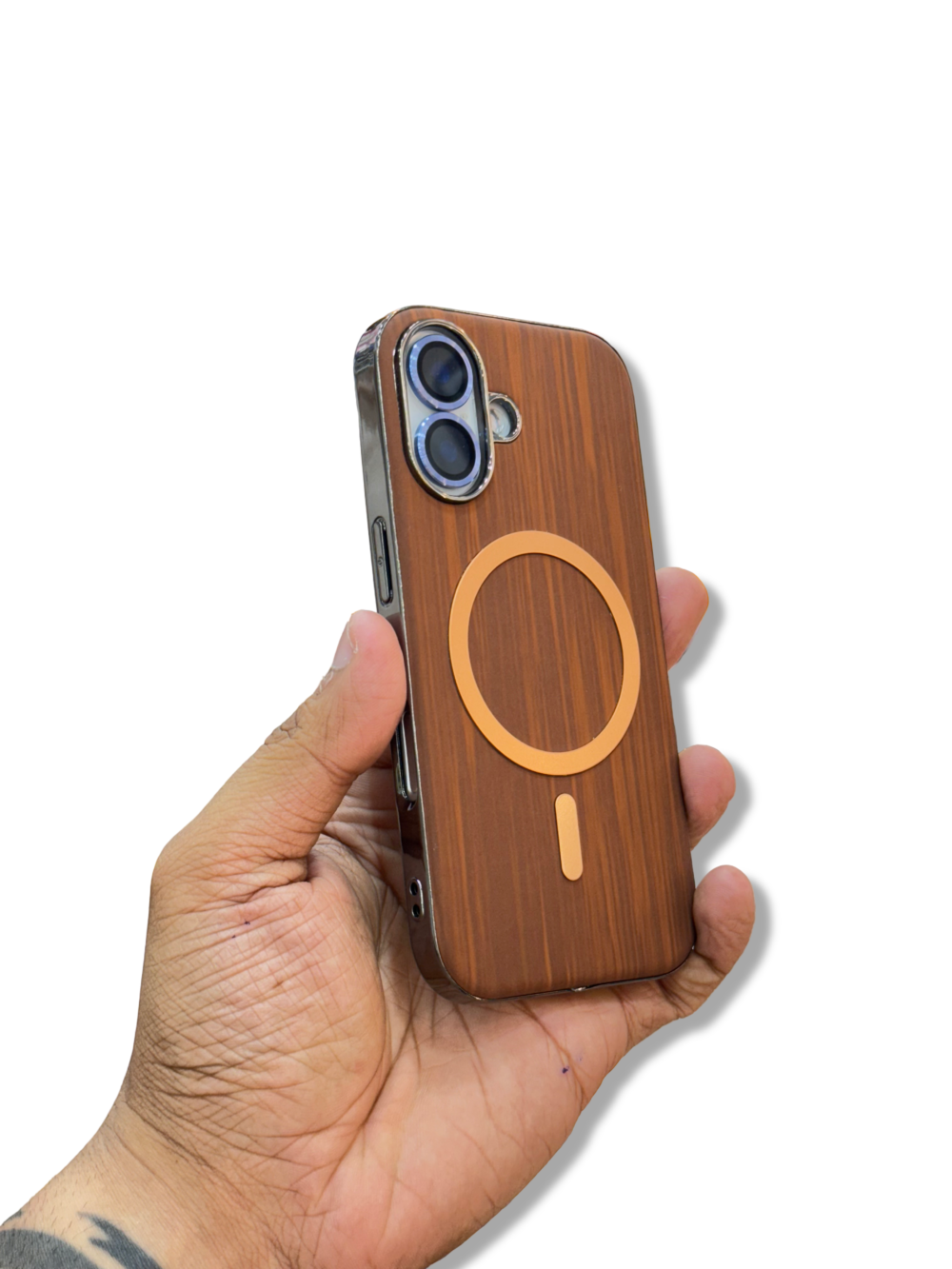 Chrome wooden case magsafe